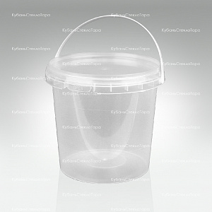 Ведро 1 л прозрачное с крышкой (МП) пластик оптом и по оптовым ценам в Армавире