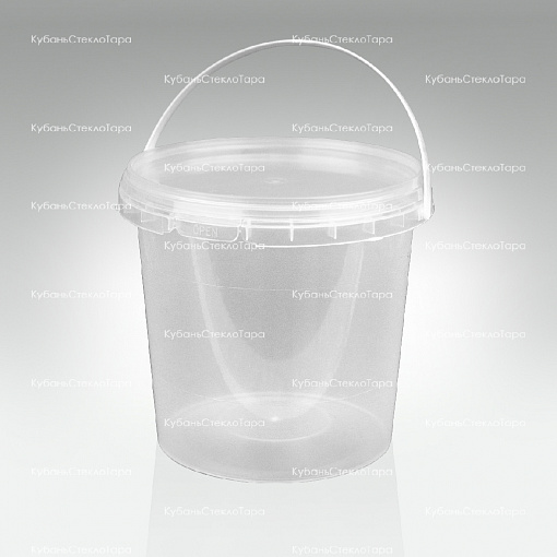 Ведро 1 л прозрачное с крышкой (МП) пластик оптом и по оптовым ценам в Армавире