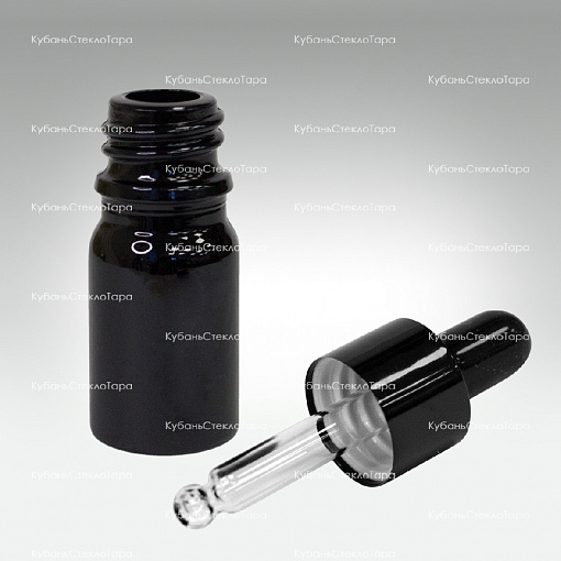 Флакон для капель 0,005 л (18) черное стекло с черной пипеткой оптом и по оптовым ценам в Армавире