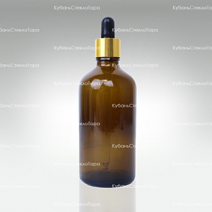 Флакон 0,100 ТВИСТ (18) коричневое стекло с золотой пипеткой оптом и по оптовым ценам в Армавире