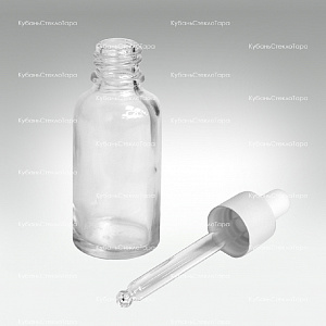 Флакон для капель 0,030 л (18) прозрачное стекло с белой матовой пипеткой оптом и по оптовым ценам в Армавире