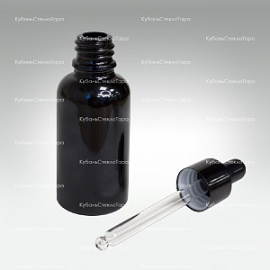 Флакон для капель 0,030 л (18) черное стекло крышка полимерная черная с пипеткой оптом и по оптовым ценам в Армавире